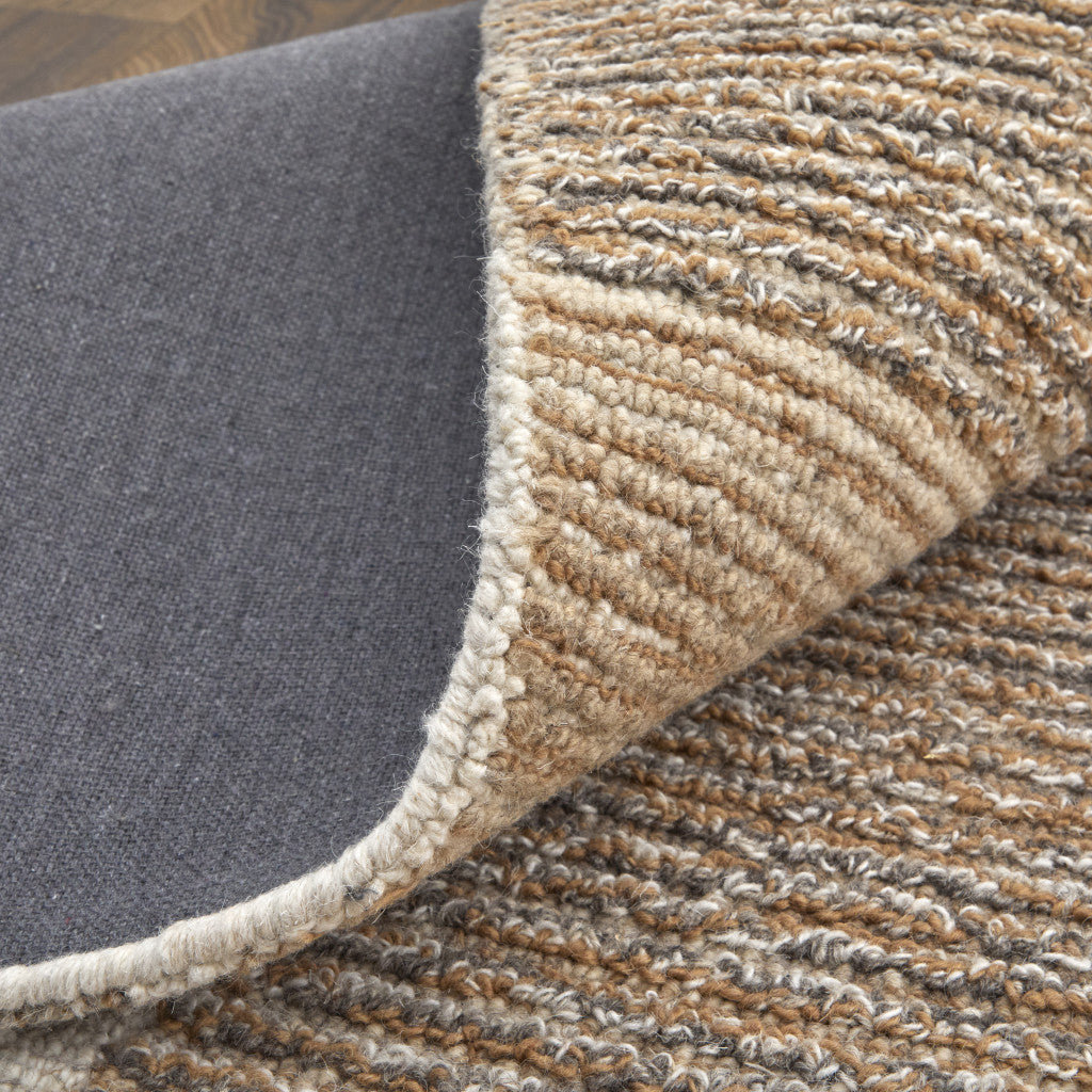 12 x 15 Brown Tan & Ivory Wool Hand Tufted Rug