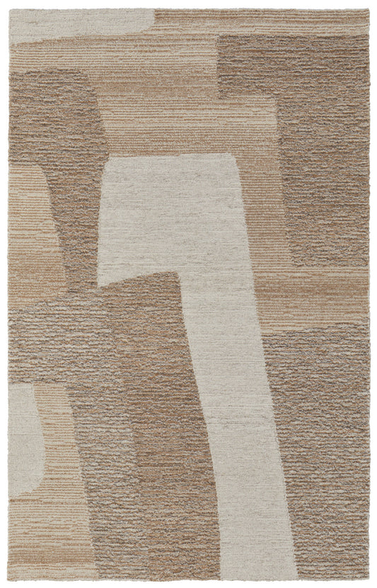 12 x 15 Brown Tan & Ivory Wool Hand Tufted Rug