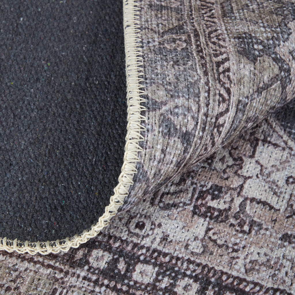 9 x 12 Gray Taupe & Ivory Oriental Power Loom Washable Rug