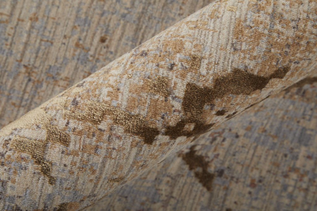10 x 13 Brown Taupe & Tan Power Loom Rug