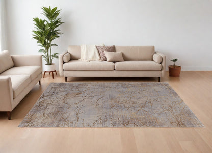 12 x 15 Brown Taupe & Tan Power Loom Rug
