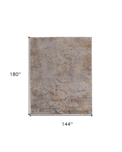 12 x 15 Brown Taupe & Tan Power Loom Rug