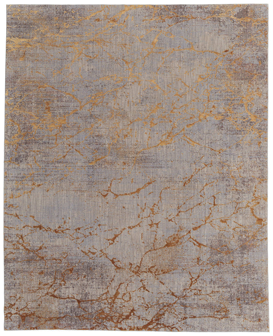 10 x 13 Brown Gold & Gray Power Loom Rug