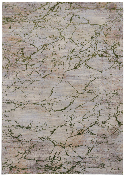 10 x 13 Taupe Green & Tan Power Loom Rug
