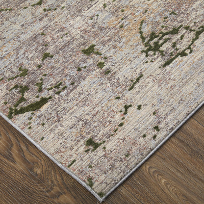 10 x 13 Taupe Green & Tan Power Loom Rug