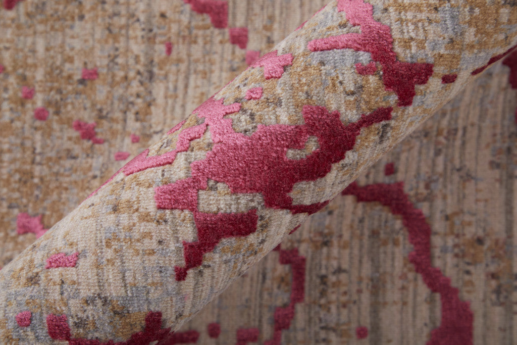 10 x 13 Pink Taupe & Gray Power Loom Rug