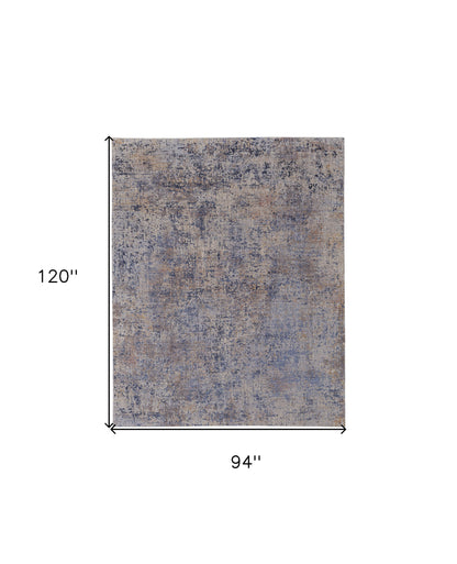 8 x 10 Blue Brown & Tan Power Loom Rug