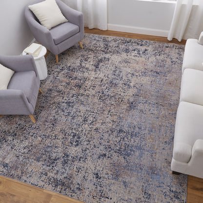 10 x 13 Blue Brown & Tan Power Loom Rug
