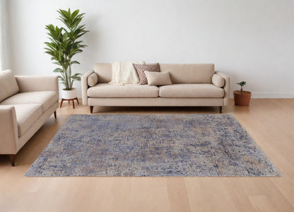 12 x 15 Blue Brown & Tan Power Loom Rug