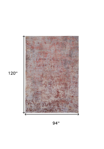 8 x 10 Red & Gray Power Loom Rug