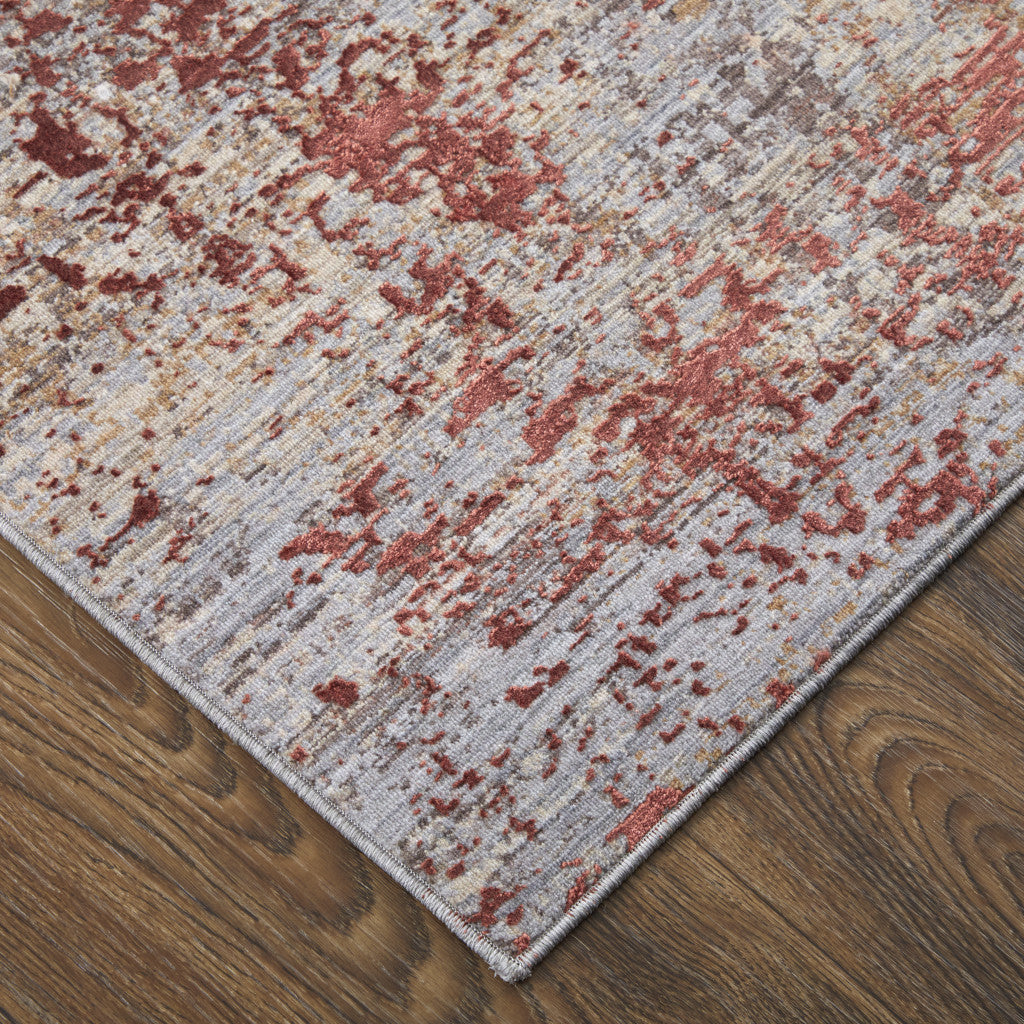 10 x 13 Red & Gray Power Loom Rug