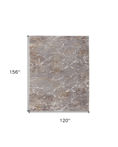 10 x 13 Ivory Brown & Taupe Power Loom Rug