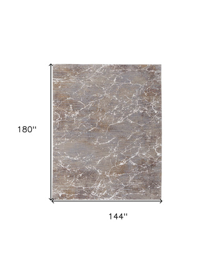 12 x 15 Ivory Brown & Taupe Power Loom Rug