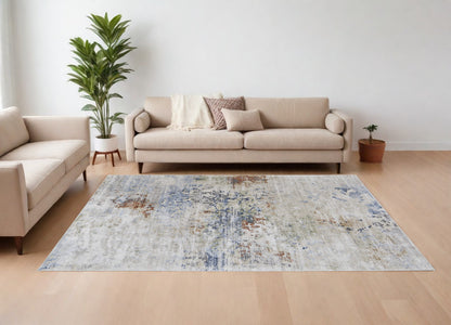 8 x 10 Red Blue & Ivory Power Loom Rug