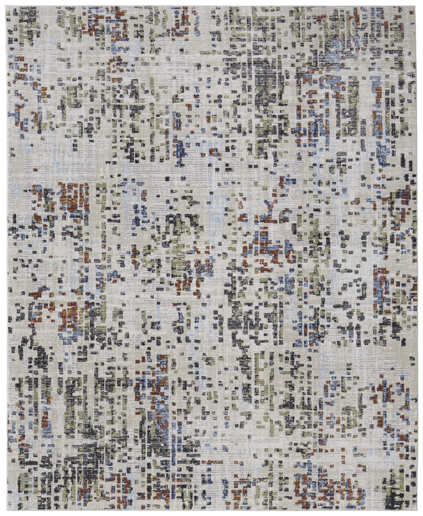 8 x 10 Ivory Green & Blue Power Loom Rug