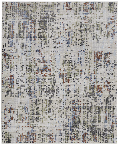 8 x 10 Ivory Green & Blue Power Loom Rug