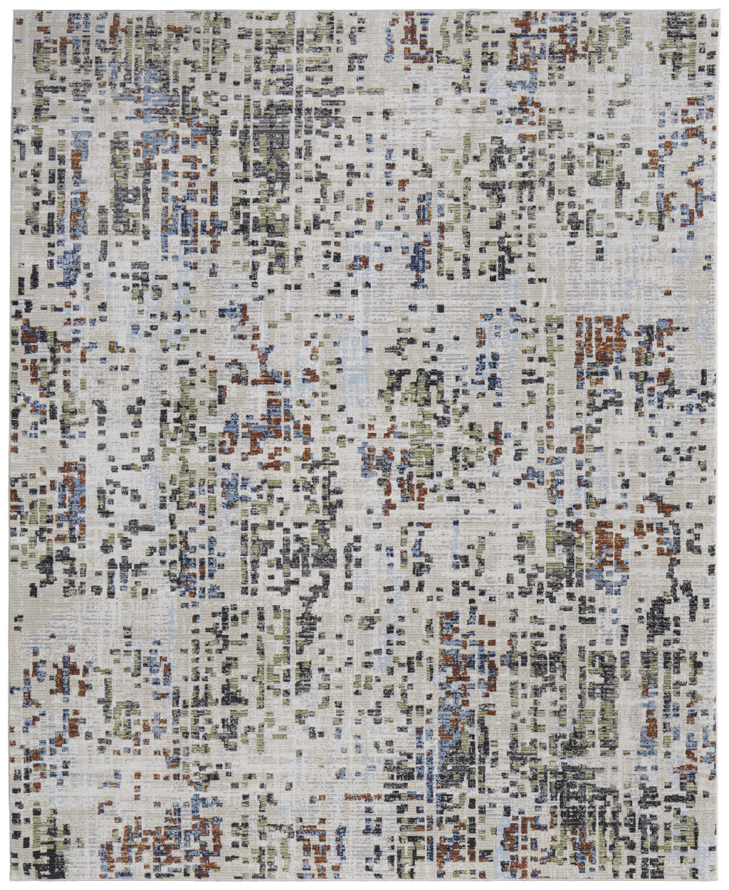 8 x 10 Ivory Green & Blue Power Loom Rug
