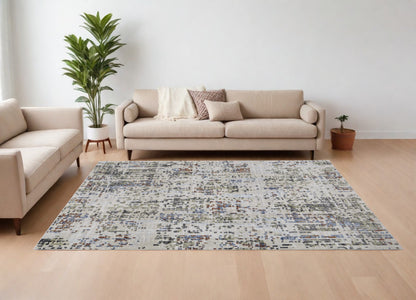 8 x 10 Ivory Green & Blue Power Loom Rug
