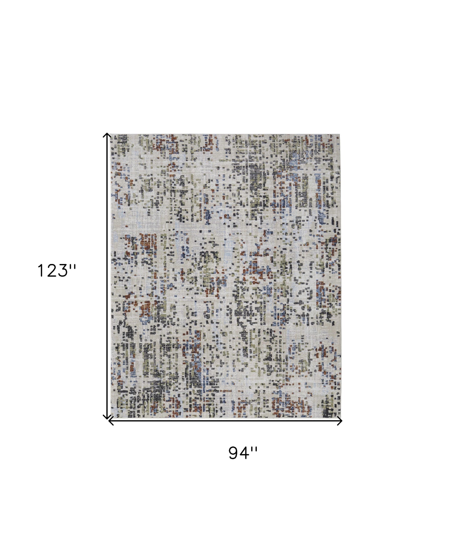 8 x 10 Ivory Green & Blue Power Loom Rug