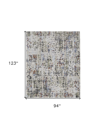 8 x 10 Ivory Green & Blue Power Loom Rug
