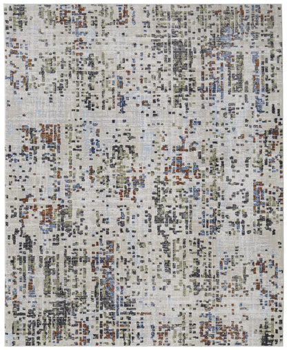 8 x 10 Ivory Green & Blue Power Loom Rug