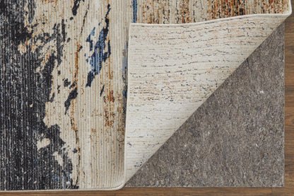 8 x 10 Blue Gray & Tan Power Loom Rug