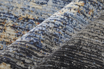 8 x 10 Blue Gray & Tan Power Loom Rug