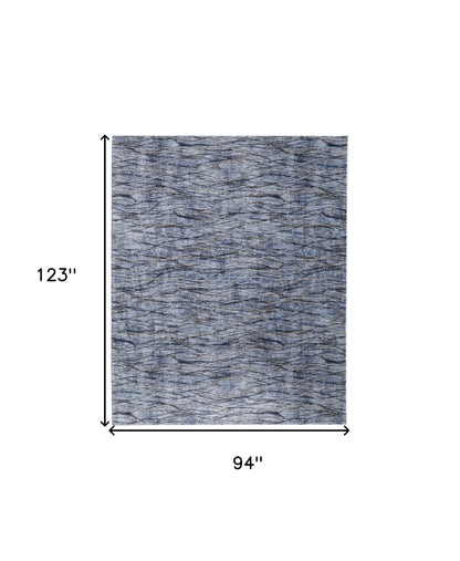 8 x 10 Blue Ivory & Tan Power Loom Rug