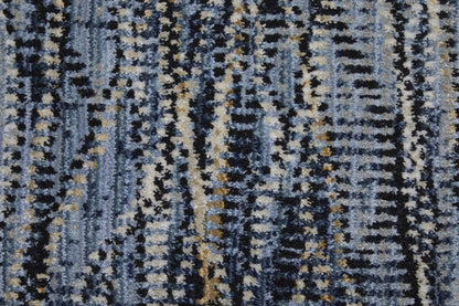 8 x 10 Blue Ivory & Tan Power Loom Rug