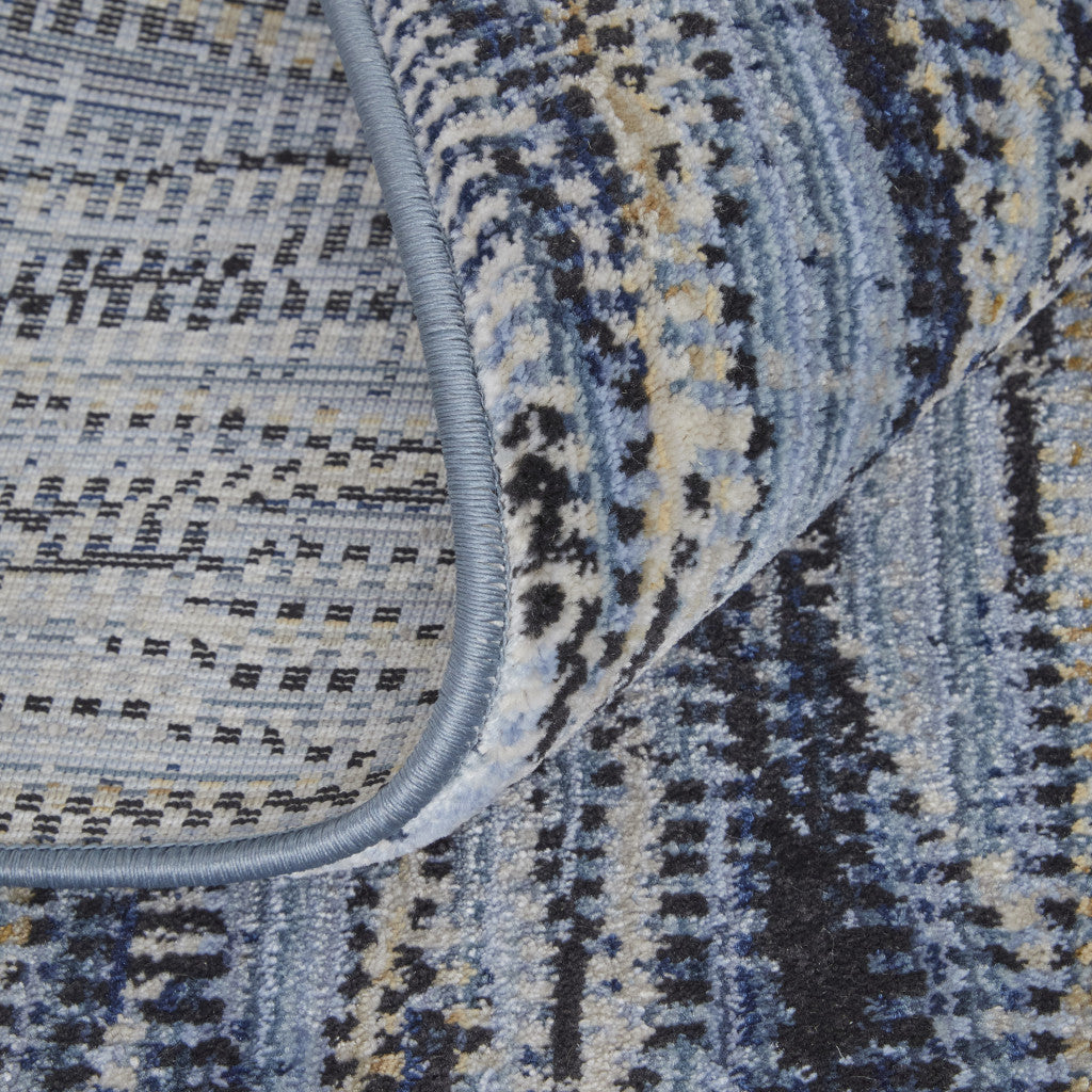 8 x 10 Blue Ivory & Tan Power Loom Rug
