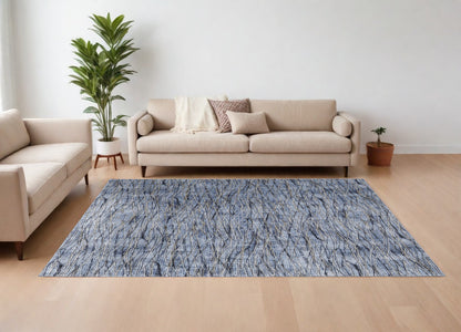 8 x 10 Blue Ivory & Tan Power Loom Rug