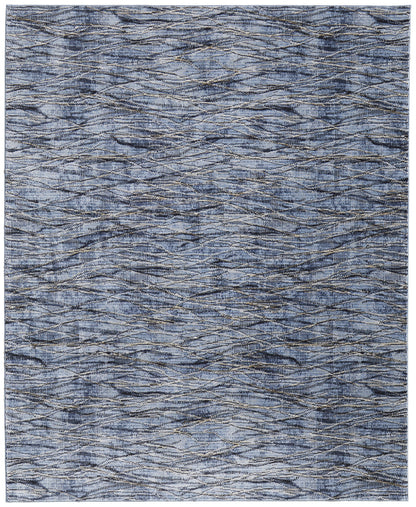 8 x 10 Blue Ivory & Tan Power Loom Rug