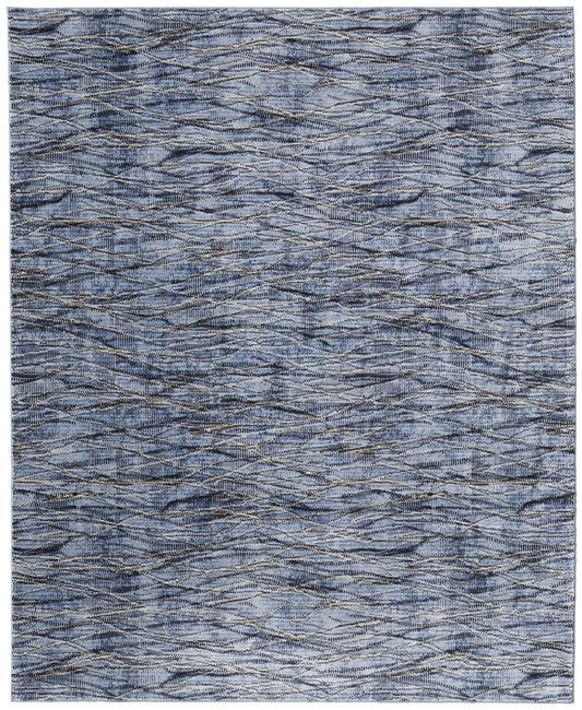 8 x 10 Blue Ivory & Tan Power Loom Rug