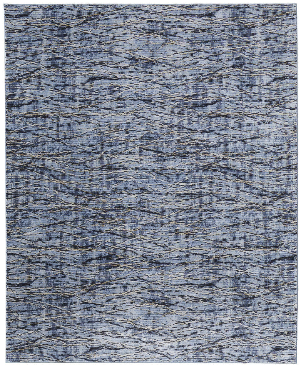 8 x 10 Blue Ivory & Tan Power Loom Rug