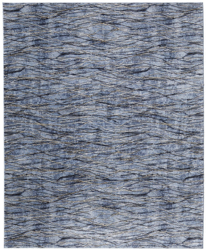 8 x 10 Blue Ivory & Tan Power Loom Rug