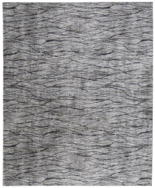 8 x 10 Gray Ivory & Tan Power Loom Rug