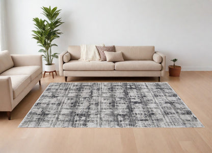 8 x 10 Gray & Ivory Power Loom Rug