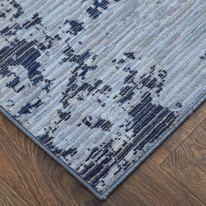 8 x 10 Light Blue & Black Power Loom Rug