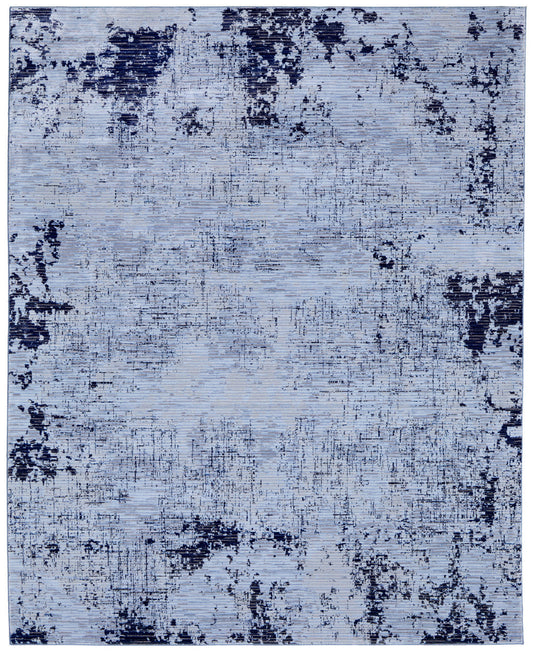 8 x 10 Light Blue & Black Power Loom Rug