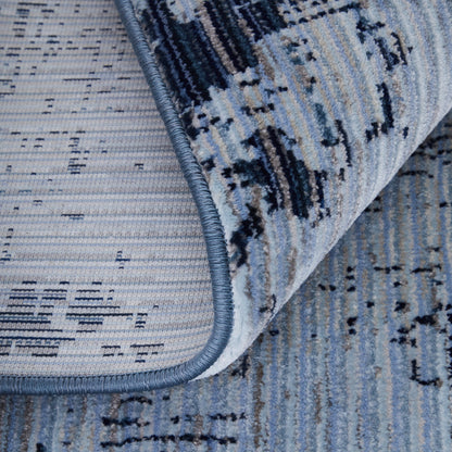 8 x 10 Light Blue & Black Power Loom Rug