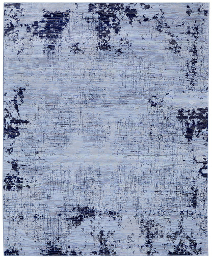 8 x 10 Light Blue & Black Power Loom Rug