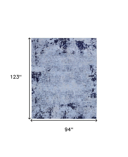 8 x 10 Light Blue & Black Power Loom Rug