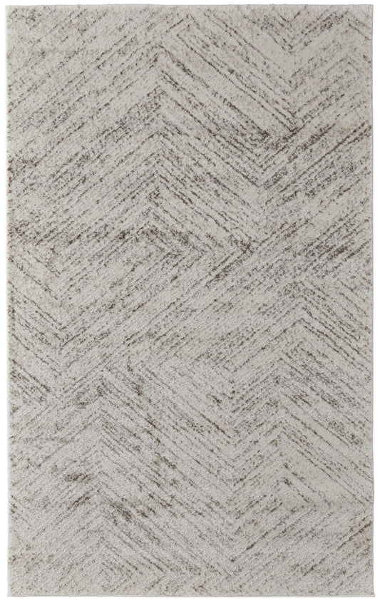 8 x 10 Ivory & Brown Geometric Power Loom Rug
