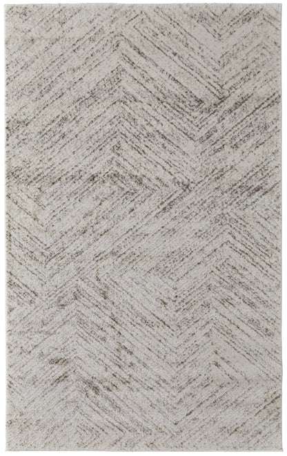 8 x 10 Ivory & Brown Geometric Power Loom Rug