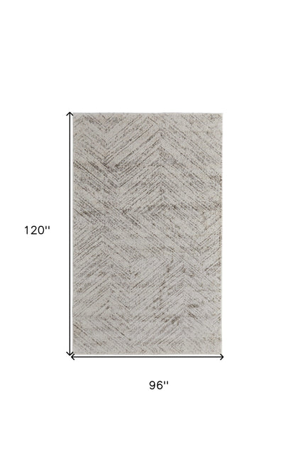 8 x 10 Ivory & Brown Geometric Power Loom Rug