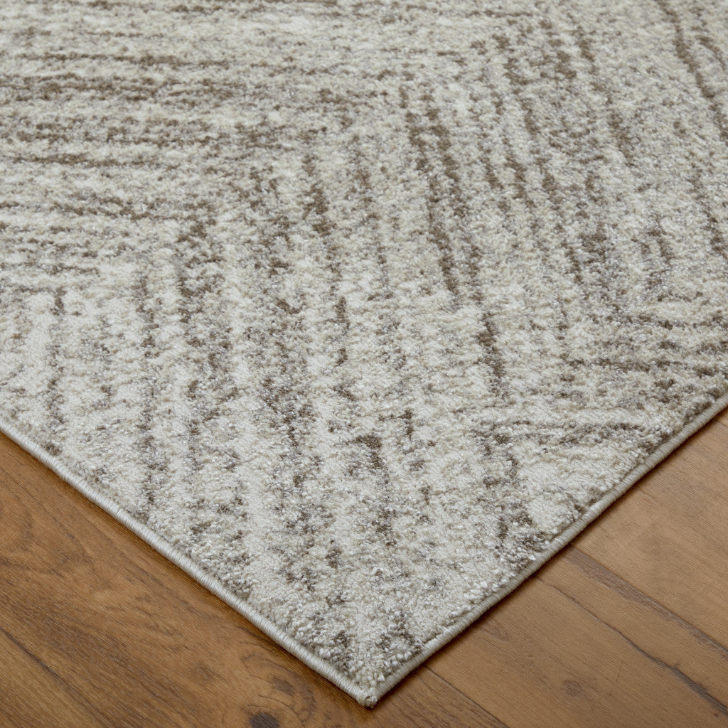 8 x 10 Ivory & Brown Geometric Power Loom Rug