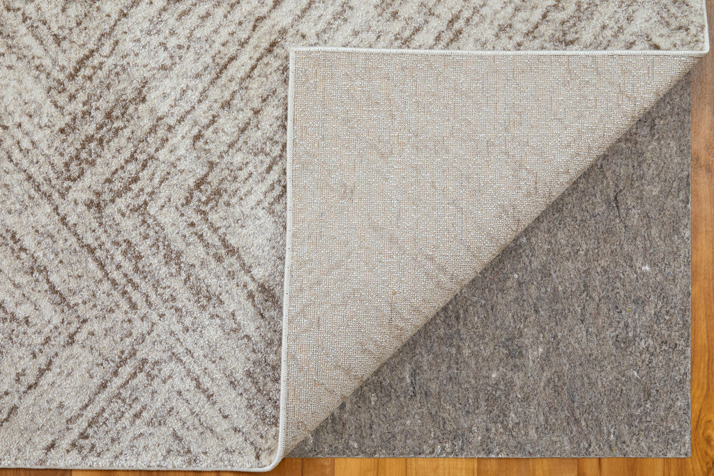 8 x 10 Ivory & Brown Geometric Power Loom Rug