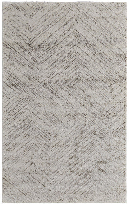 8 x 10 Ivory & Brown Geometric Power Loom Rug