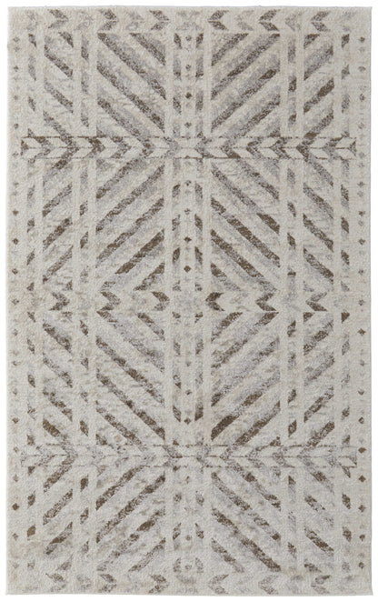 12 x 15 Ivory & Brown Geometric Power Loom Rug