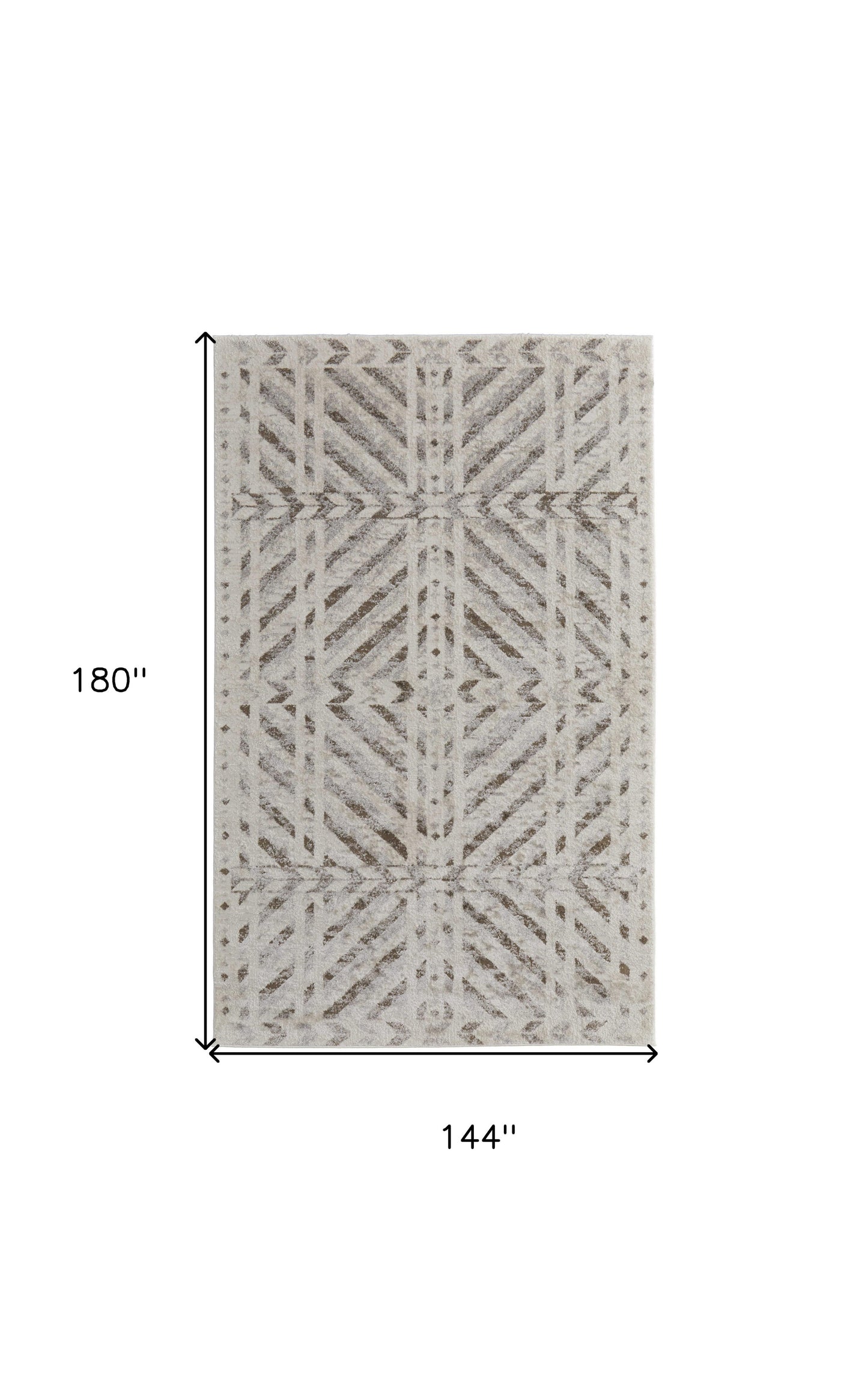 12 x 15 Ivory & Brown Geometric Power Loom Rug